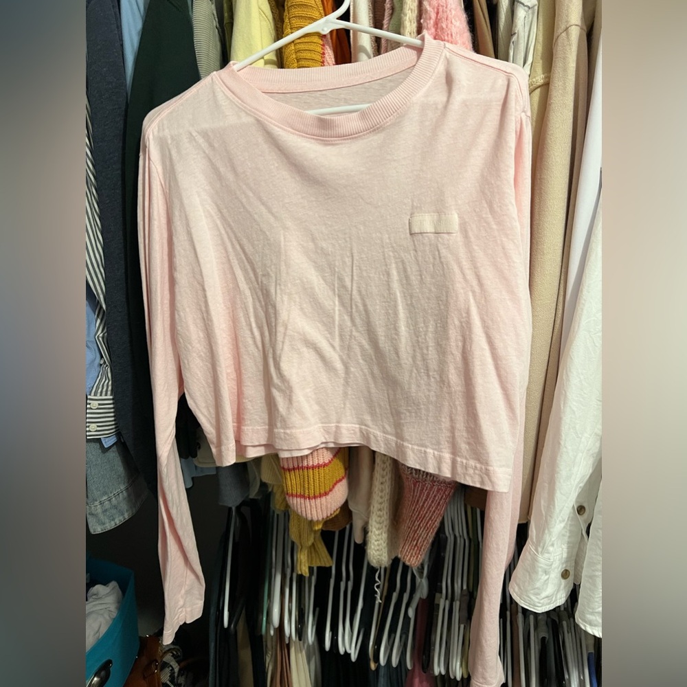 Set Active pink fling crop long sleeve